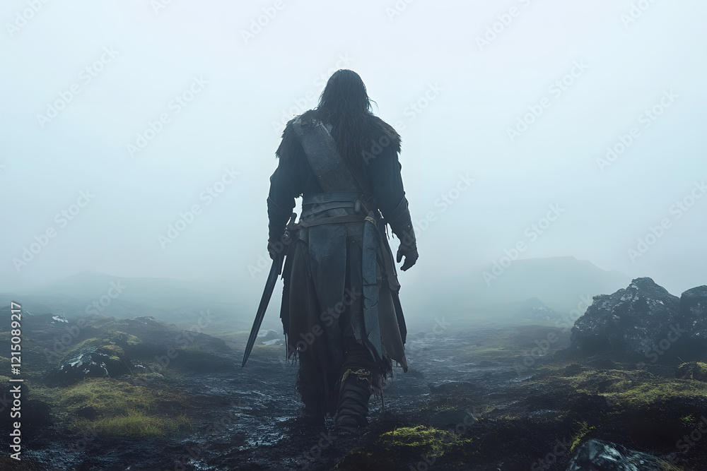 Fototapeta premium Tyr the Brave on Ancient Battlefield - Heroic Norse God 