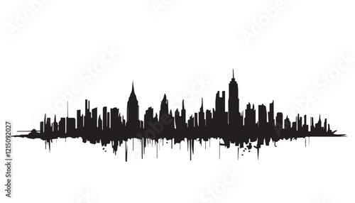 Black and white cityscape. Black cities silhouette collection. Horizontal skyline set in flat style isolated on white. vector city silhouette. 