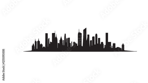 Black and white cityscape. Black cities silhouette collection. Horizontal skyline set in flat style isolated on white. vector city silhouette. 
