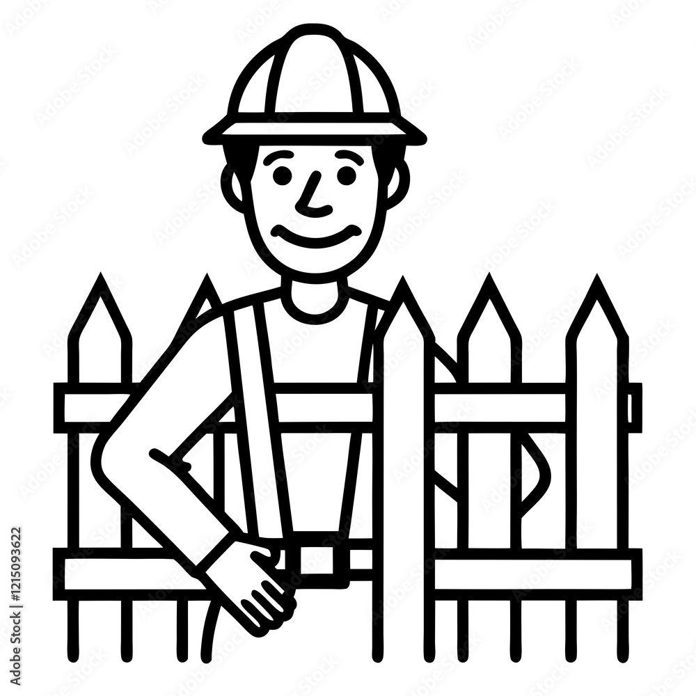 Fence Installer vector on white background Fence Installer vector on white background