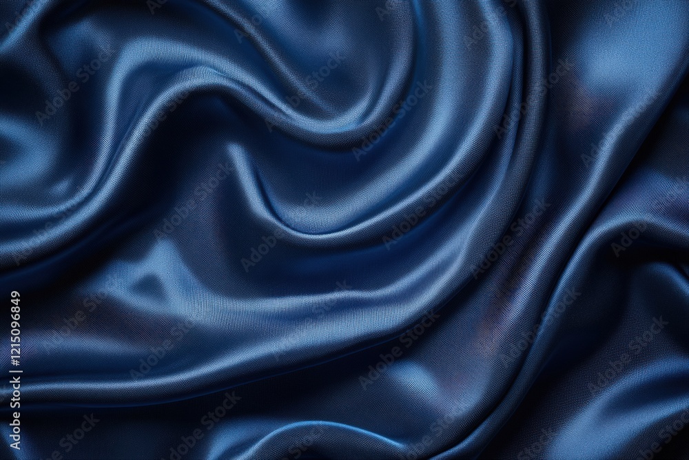 Fototapeta premium Elegant navy blue satin texture textile close-up luxurious fabric soft environment macro view rich aesthetic appeal