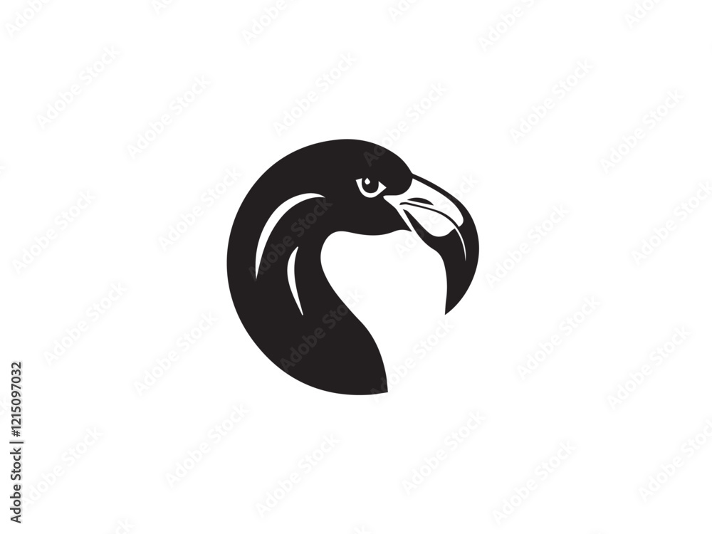 Obraz premium A silhouette of a flamingo head isolated on white background. Flamingo logo icon. Flamingo head vector silhouette. 