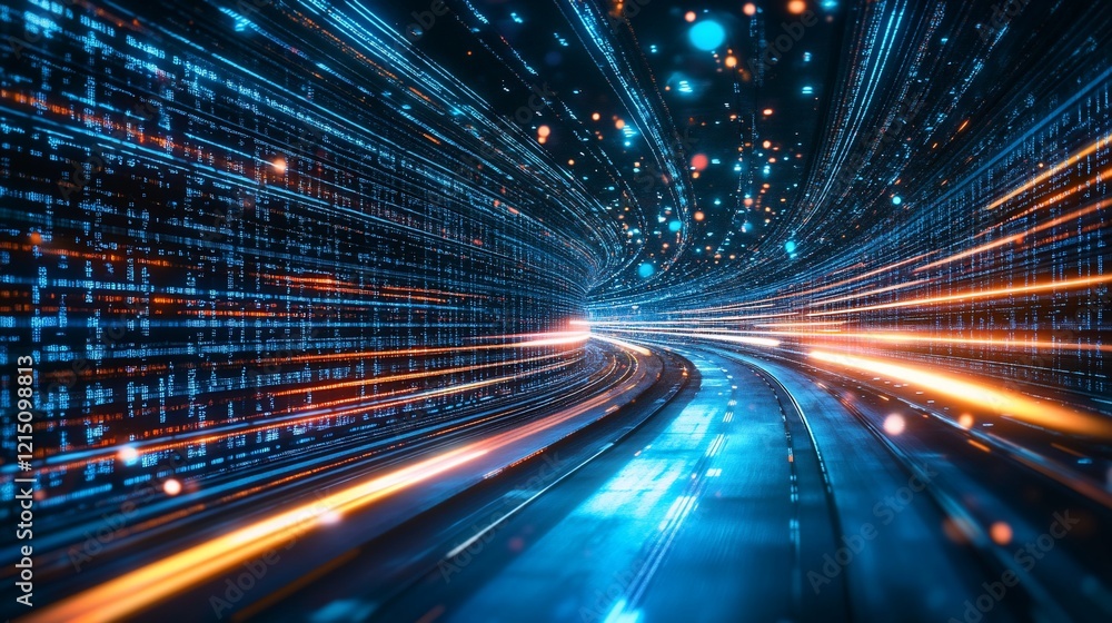 Abstract digital representation of fast-moving data streams. Abstract digital representation of fast-moving data streams.