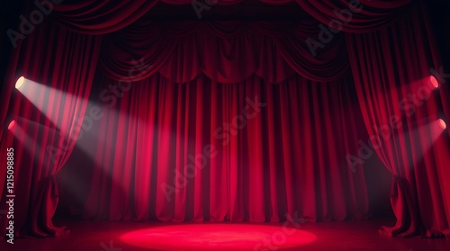 Wallpaper Mural Red curtains of theater stage show spotlight, background for poster. Torontodigital.ca