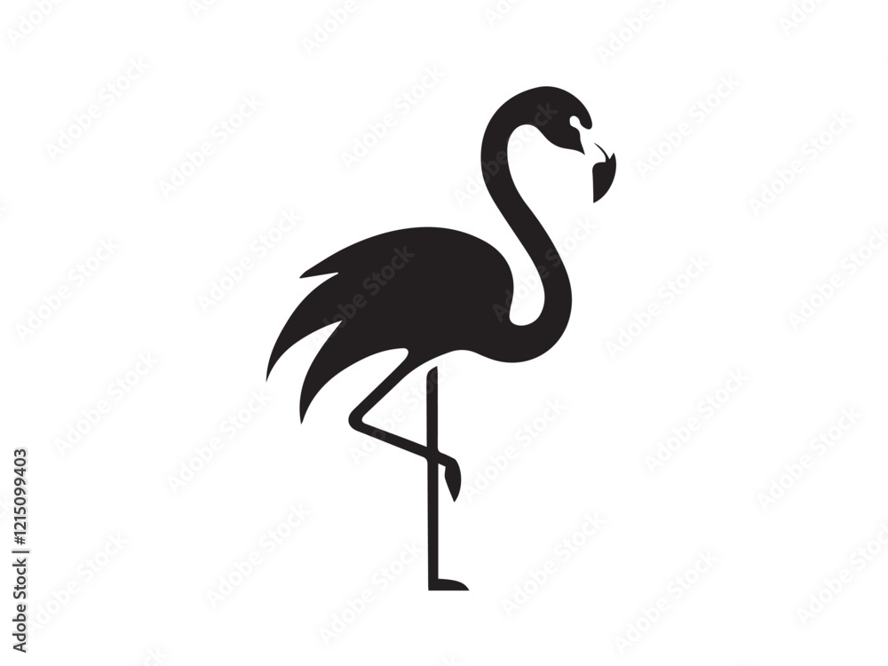Fototapeta premium Flamingo silhouette isolated on white background. Flamingo Bird Logo. Flamingo icon - vector illustration.