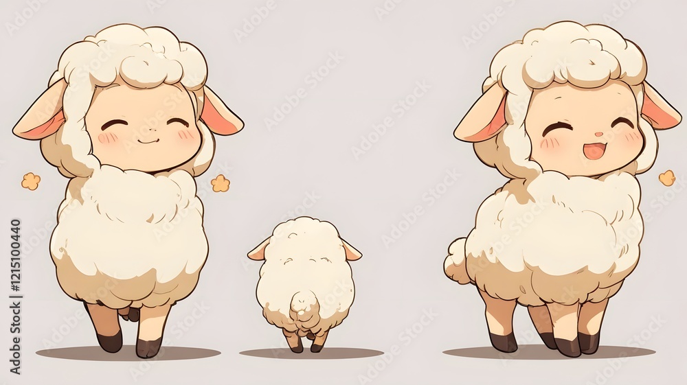 Fototapeta premium Smiling chibi lamb