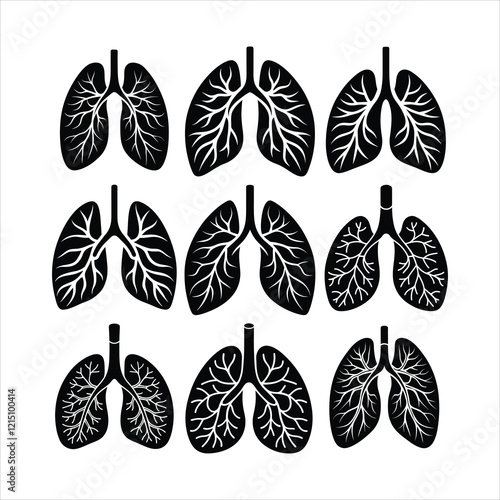 Set of human lungs vector illustration