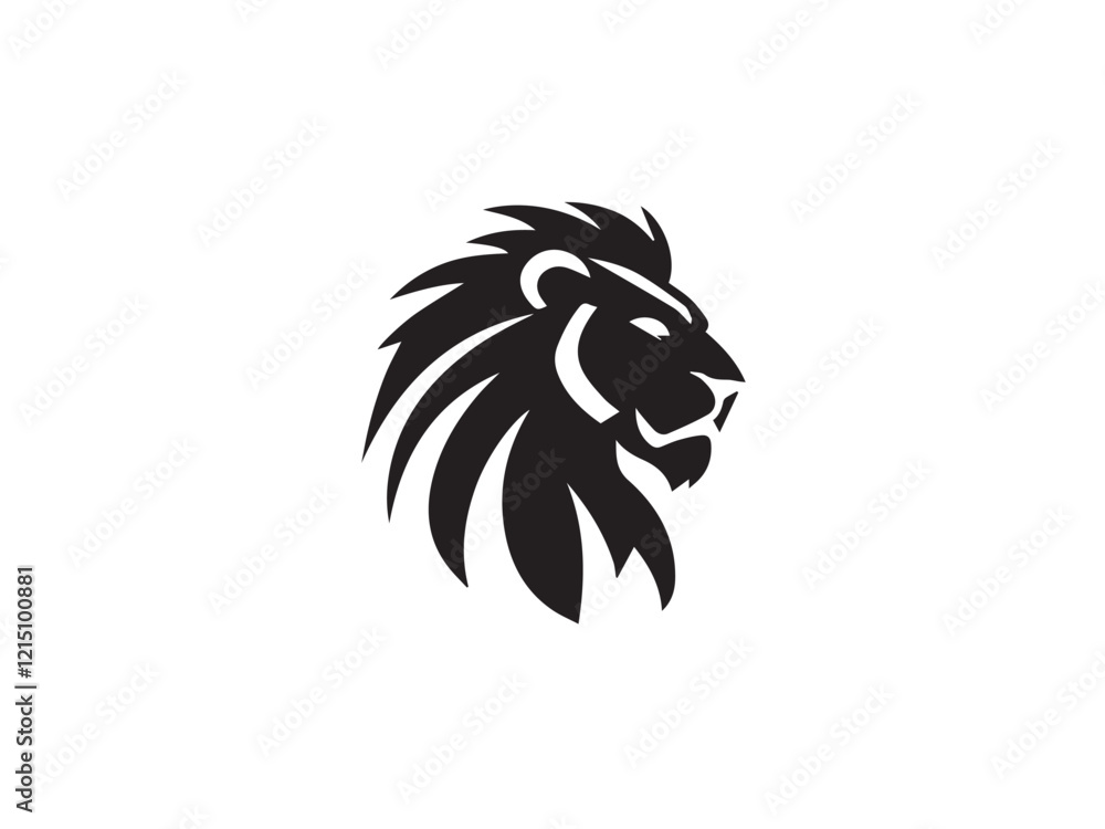 Fototapeta premium Elegant Lion Head Logo. Lion head in black silhouette style. Lion Head Silhouette. Vector Illustration