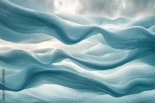 Abstract Waves of Serene Blue in Soft Light, Featuring Flowing Patterns and Elegant Textures, Evoking Calmness and Tranquility in Nature-Inspired Imagery