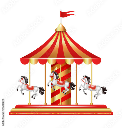 Carousel. Merry go round. Vector clipart isolated on white background.