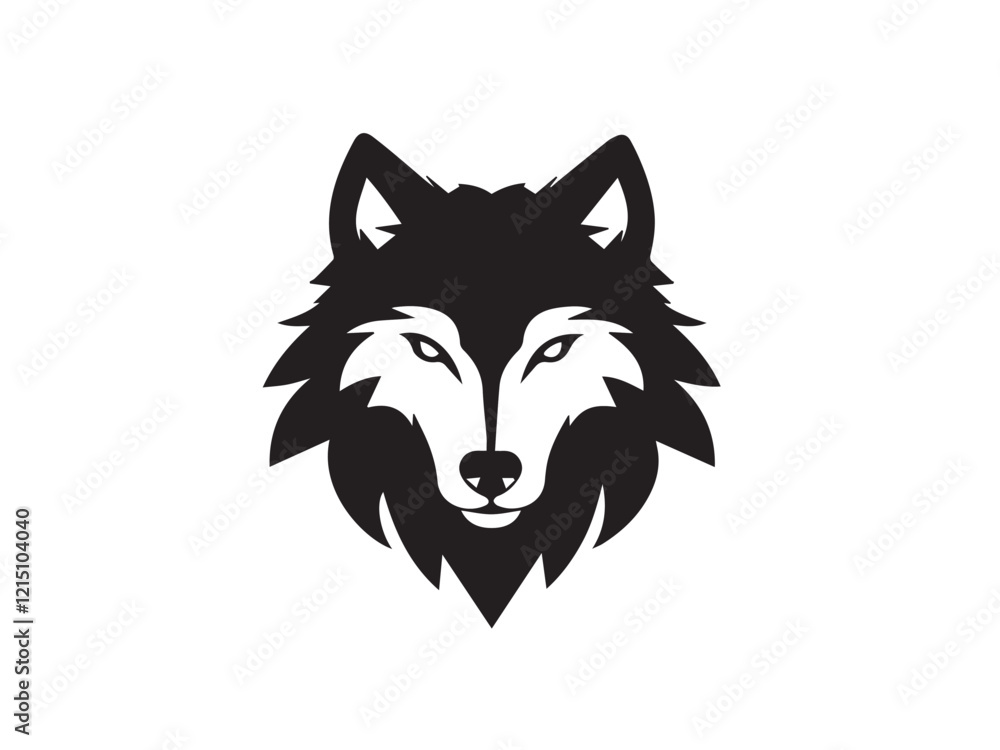 Naklejka premium Wolf vector logo. Black wolf head silhouette. Wolf head logo design. Wolf Head vector silhouette logo style art design illustration. 