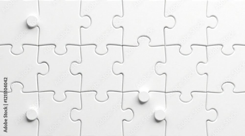 Blank White Jigsaw Puzzle Pieces with Missing Components Representing Challenges and Solutions Blank White Jigsaw Puzzle Pieces with Missing Components Representing Challenges and Solutions