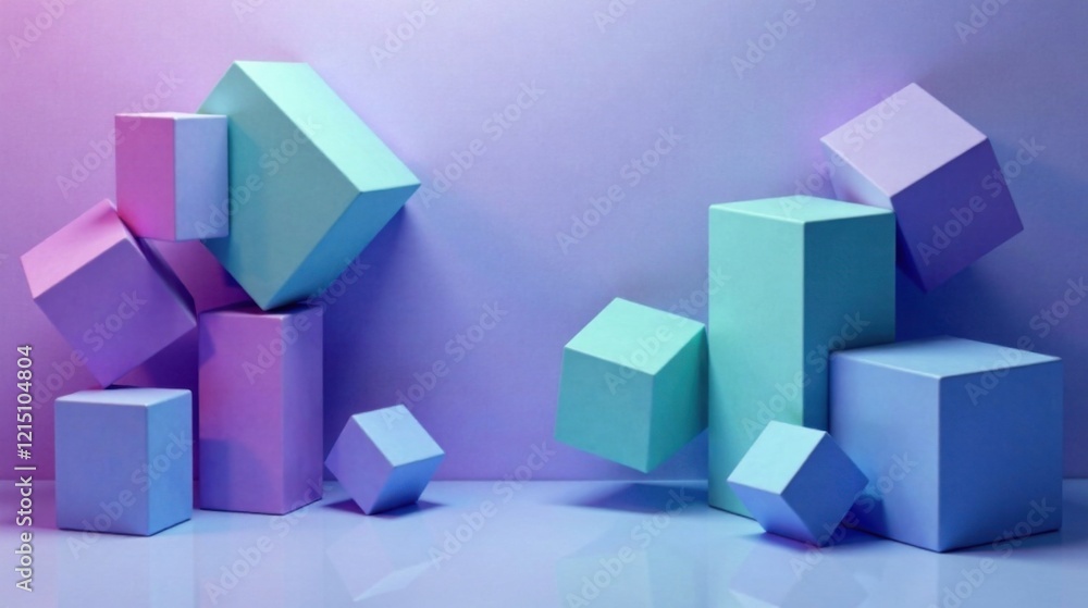 Obraz premium Abstract Pastel Cube Composition A Modern Minimalist Display of Geometric Shapes in Soft Hues