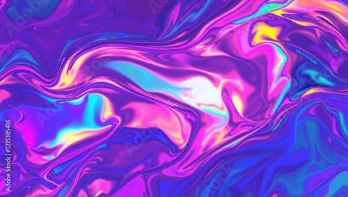 Wallpaper Mural Abstract ethereal pastel neon holographic blue, pink, digital lavender purple crumpled metallic foil background. Torontodigital.ca