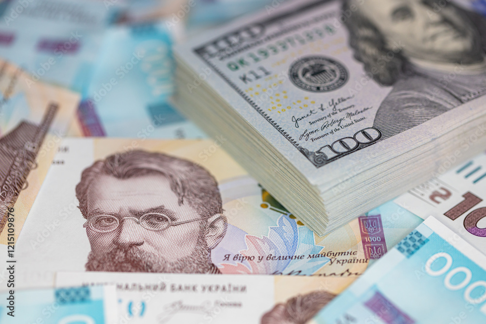 Fototapeta premium Closeup 1000 hryvnias banknote issued in 2019