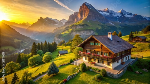 Wallpaper Mural Majestic Swiss Alps Mountain Chalet Architectural Photography Torontodigital.ca