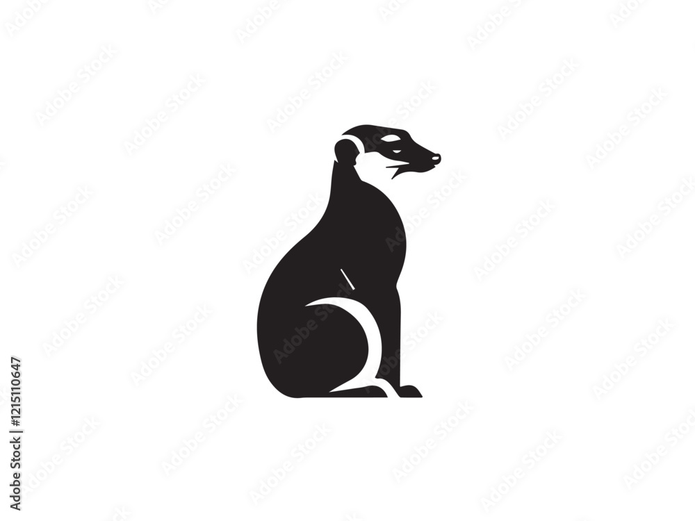 Obraz premium Meerkat vector silhouette isolated in white background. Black Meerkat animal silhouette. Meerkat logo icon. 