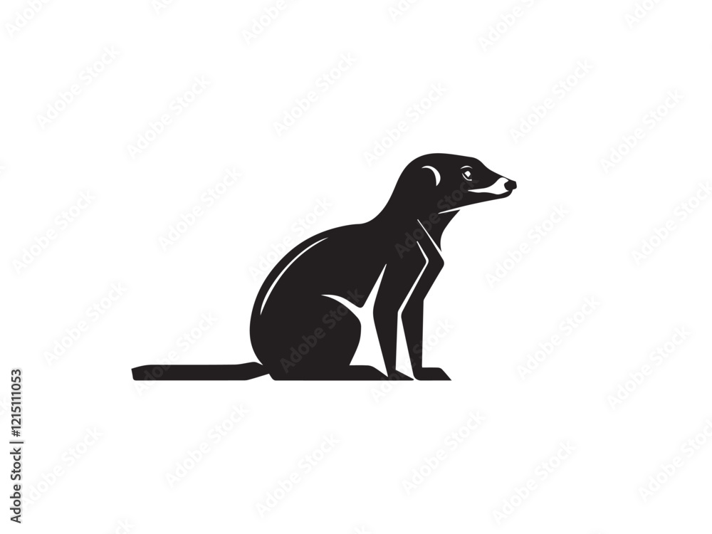 Fototapeta premium Meerkat vector silhouette isolated in white background. Black Meerkat animal silhouette. Meerkat logo icon.