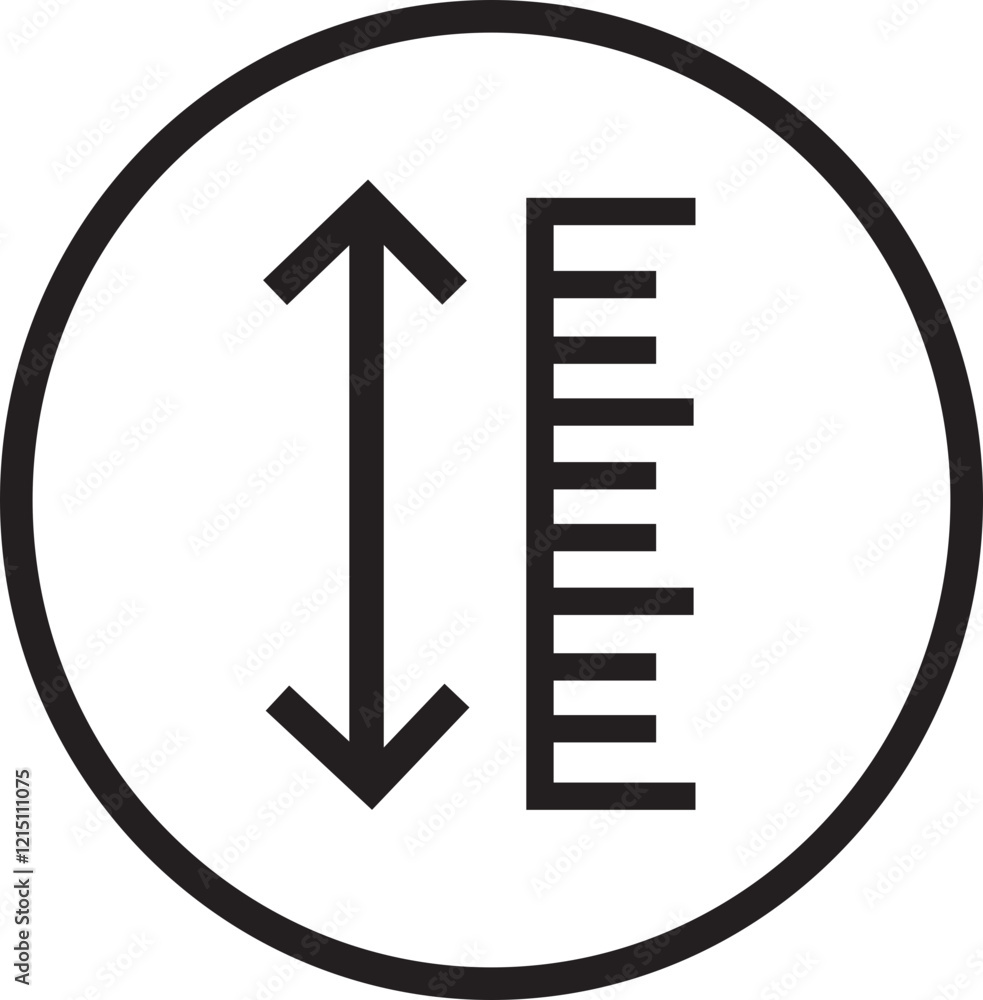 adjustable line height icon. adjust length symbol. size adjustment arrow sign, information sign. adjustable line height icon. adjust length symbol. size adjustment arrow sign, information sign.
