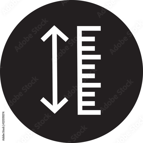 adjustable flat height icon. adjust length symbol. size adjustment arrow sign,  information sign.