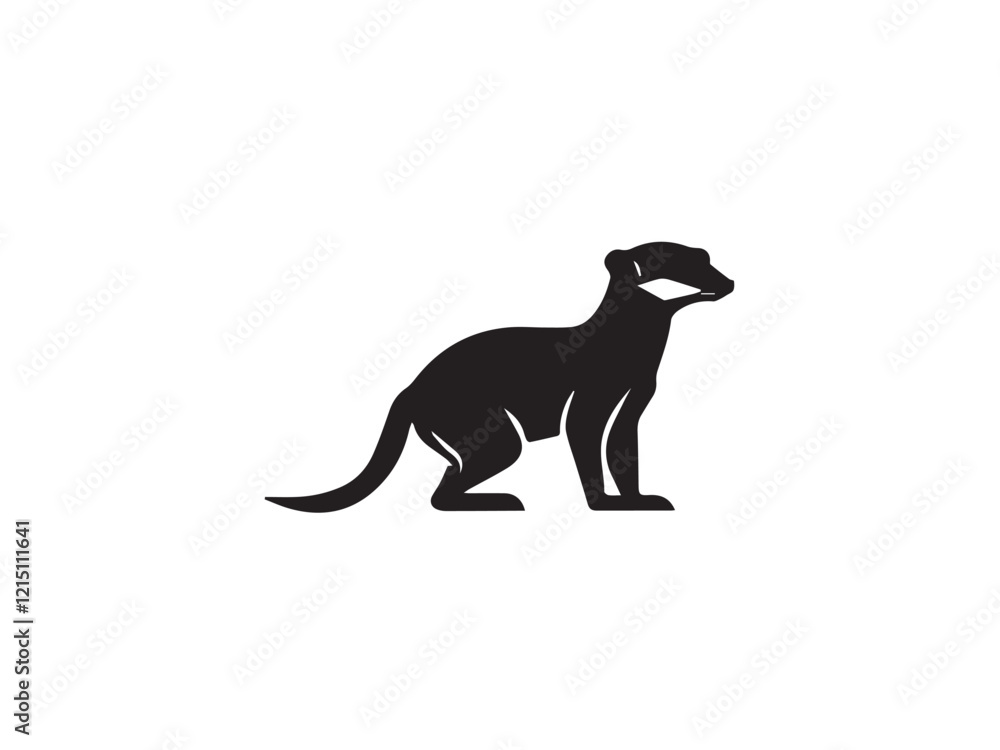 Meerkat vector silhouette isolated in white background. Black Meerkat animal silhouette. Meerkat logo icon. Meerkat vector silhouette isolated in white background. Black Meerkat animal silhouette. Meerkat logo icon.