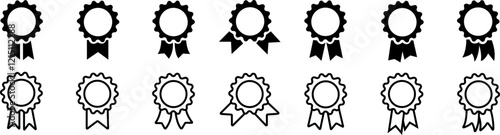 set of Quality certify badge icon. ribbon and banner. premium quality and guarantee labels. Qualification certificate medal. Quality award ribbon sign.