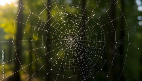 a spider web in the middle of a forest