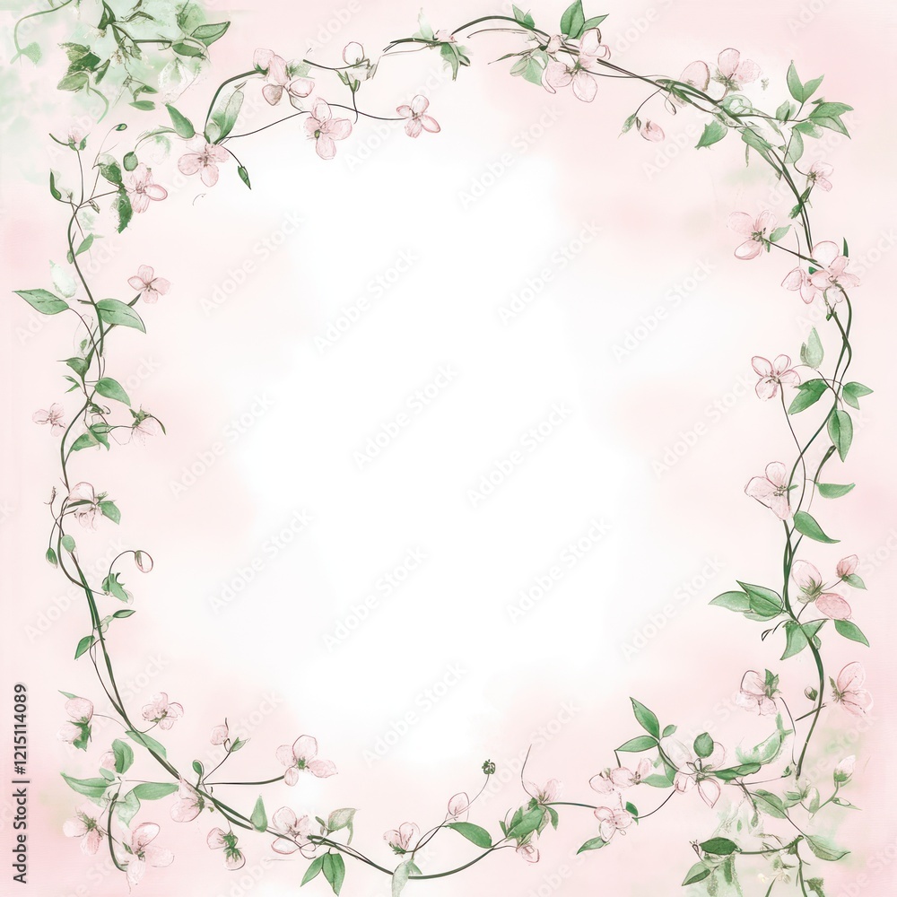 Delicate Pink Flowers Frame A Soft Background Delicate Pink Flowers Frame A Soft Background