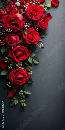 Concept photo of red roses with space for text