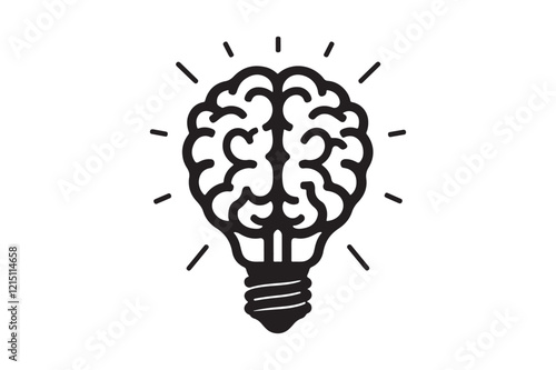 Unique Brain and Lightbulb Icon for Inspiration Themes