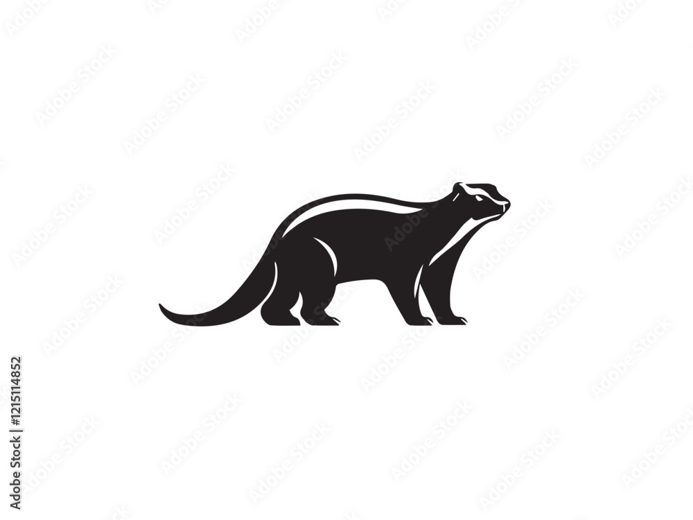 Fototapeta premium Otter animal silhouette. Vector image of a silhouette of an otter on a white background.