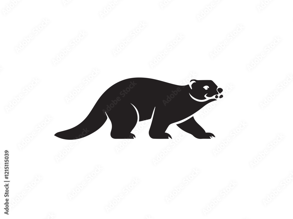 Otter animal silhouette. Vector image of a silhouette of an otter on a white background. Otter animal silhouette. Vector image of a silhouette of an otter on a white background.