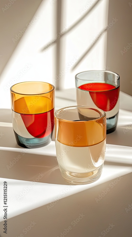 Colorful Modern Glassware - Geometric Design Colorful Modern Glassware - Geometric Design