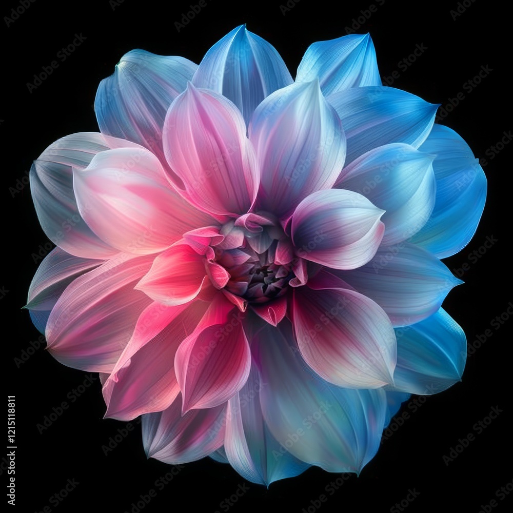 Surreal dark chrome pink and purple flower dahlia macro isolated on black Surreal dark chrome pink and purple flower dahlia macro isolated on black