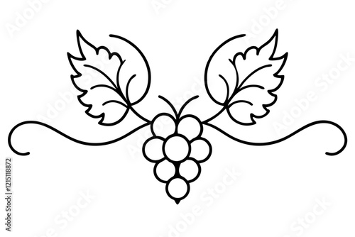 Elegant Line Art of Grapes and Leaves for Fine Dining