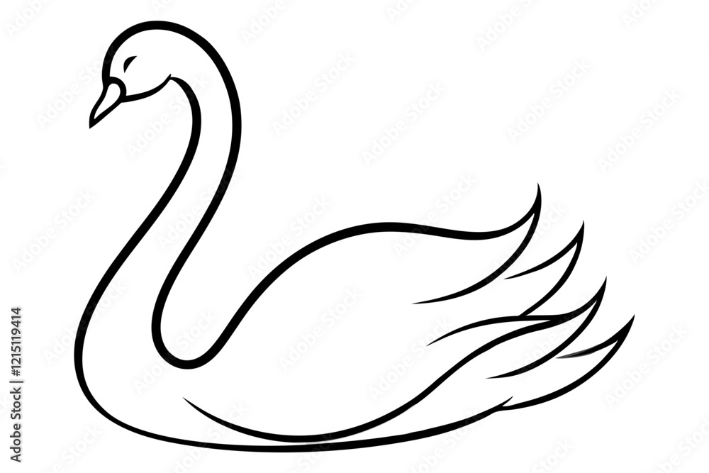 Fototapeta premium Elegant Swan Line Drawing for Wedding and Luxury Design (SVG)