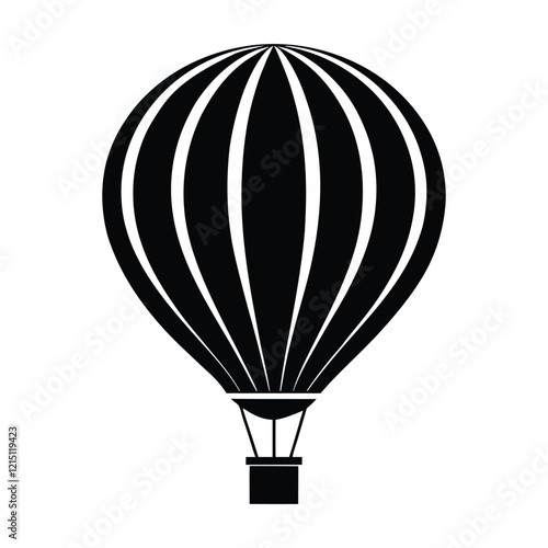 Air balloon silhouette icon Vector Illustration. Air transport for travel. Isolated on white. 