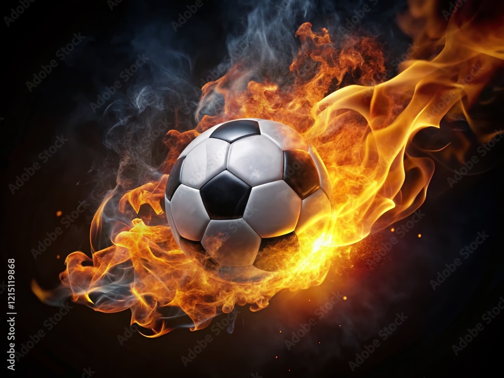 Fototapeta premium Miniature Football & Fire: Dramatic Tilt-Shift Stock Photo
