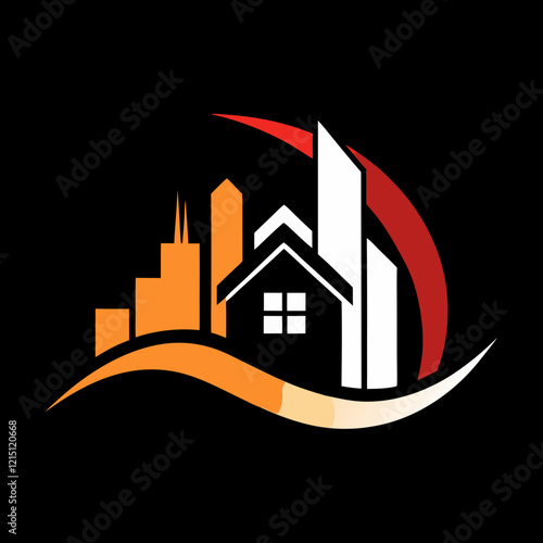 Urban & Suburban Real Estate Logo: Home & Cityscape Design photo