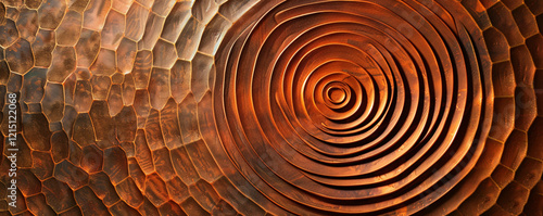 Textured copper spiral abstract background photo