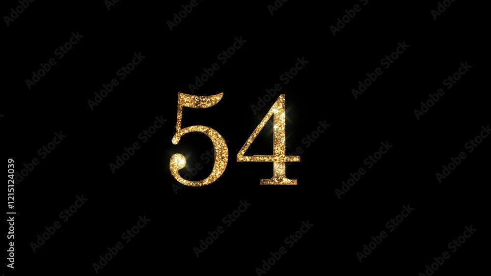 Golden number 54 with beautiful golden shine and alpha channel, numerology, number fifty four Golden number 54 with beautiful golden shine and alpha channel, numerology, number fifty four