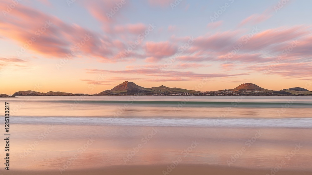 Tropical Beach with Soft Waves and Pastel Sunset Sky – Relaxing Coastal Landscape Tropical Beach with Soft Waves and Pastel Sunset Sky – Relaxing Coastal Landscape