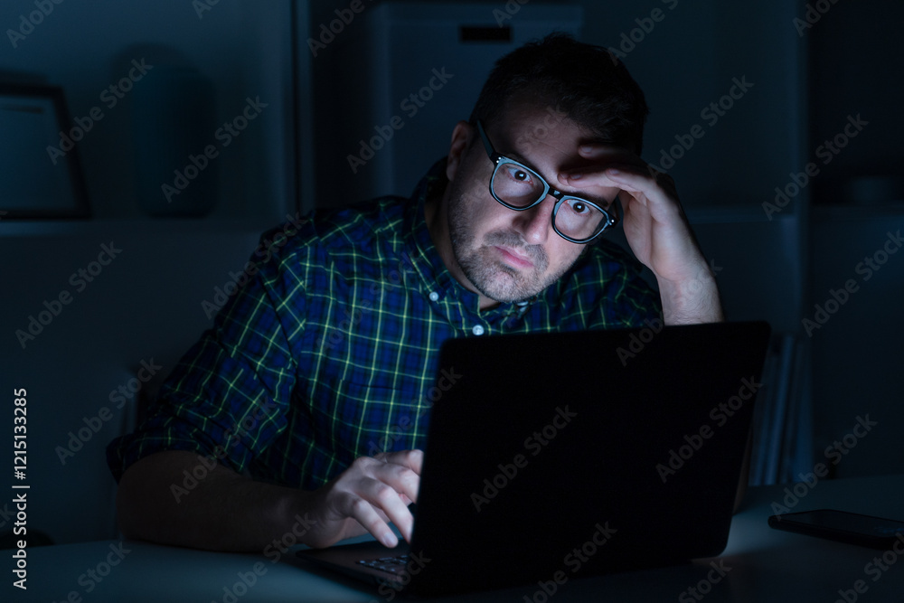 Man in trouble having a problem with computer Man in trouble having a problem with computer