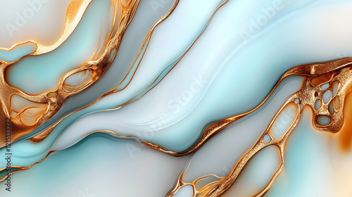 Abstract teal and gold flowing textures
