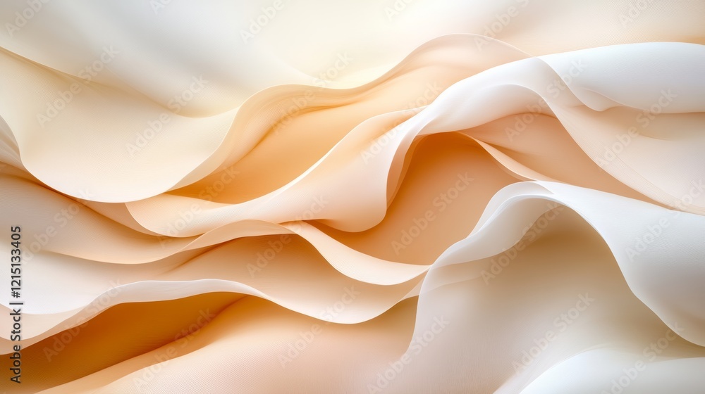Obraz premium Soft, flowing layers of pastel fabric create an ethereal, delicate wave pattern, evoking a sense of calm and elegance.