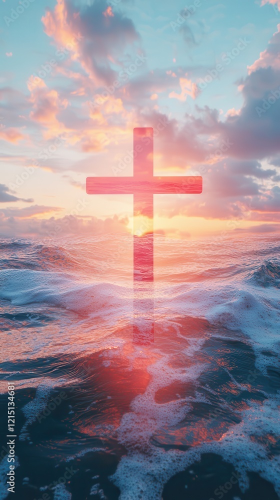 Sunset Cross Over Ocean Waves: A Spiritual Reflection Sunset Cross Over Ocean Waves: A Spiritual Reflection