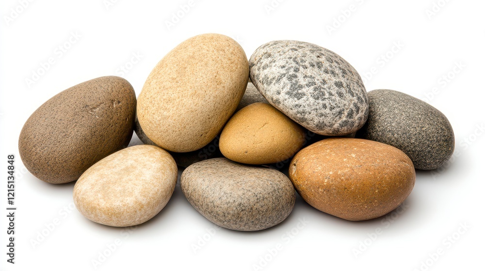 Collection Of Smooth Multicolored Stones On White Background Collection Of Smooth Multicolored Stones On White Background
