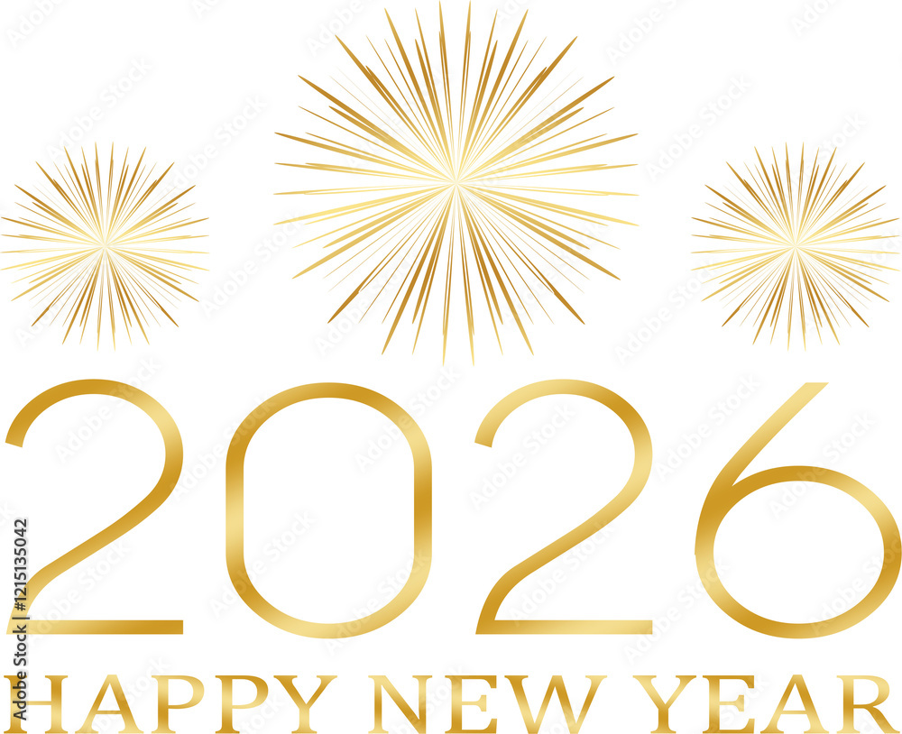 happy new year 2026 - golden design, golden fireworks ver 2