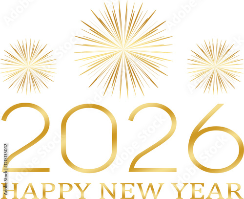 happy new year 2026 - golden design, golden fireworks ver 2