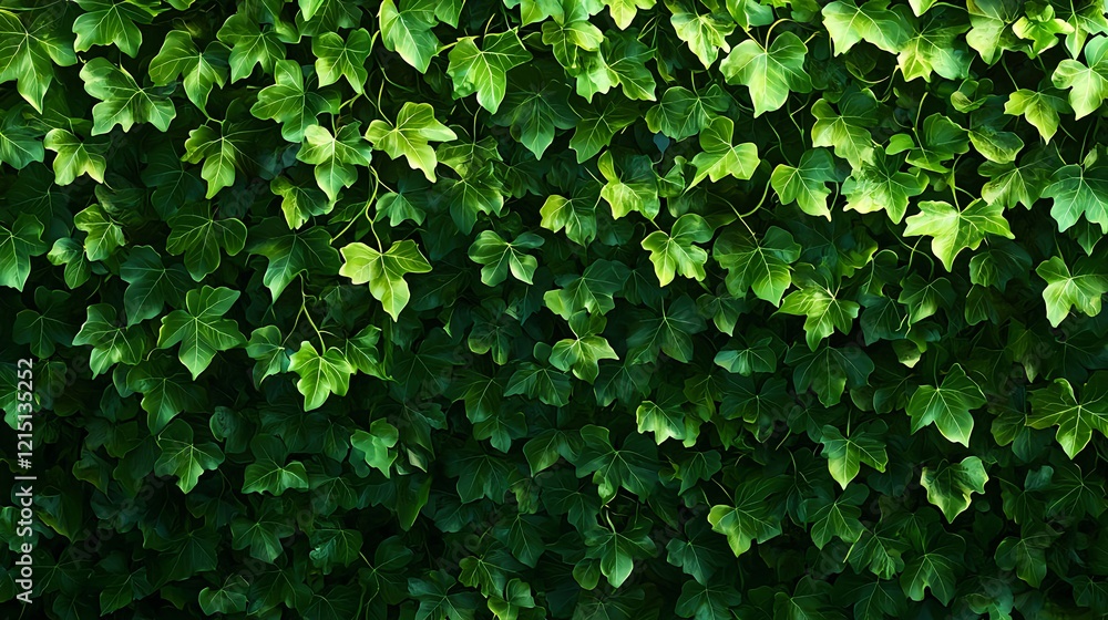 Obraz premium Fresh Green Ivy Leaves Covering a Wall in Natural Light